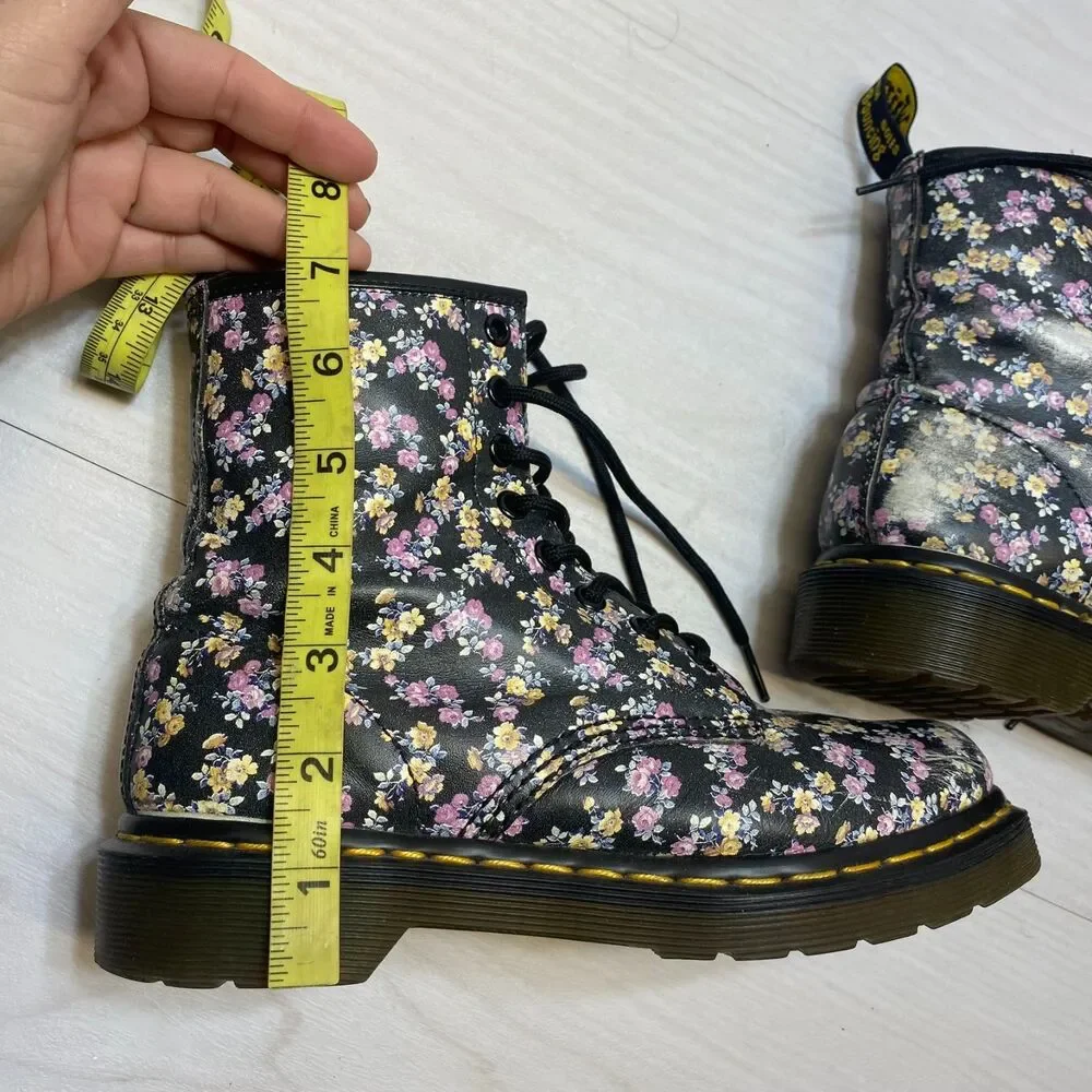 Dr. Martens 1460 Tydee Leather Combat Boots Womens Size 6 Ditsy‎ Floral 8 Eyelet